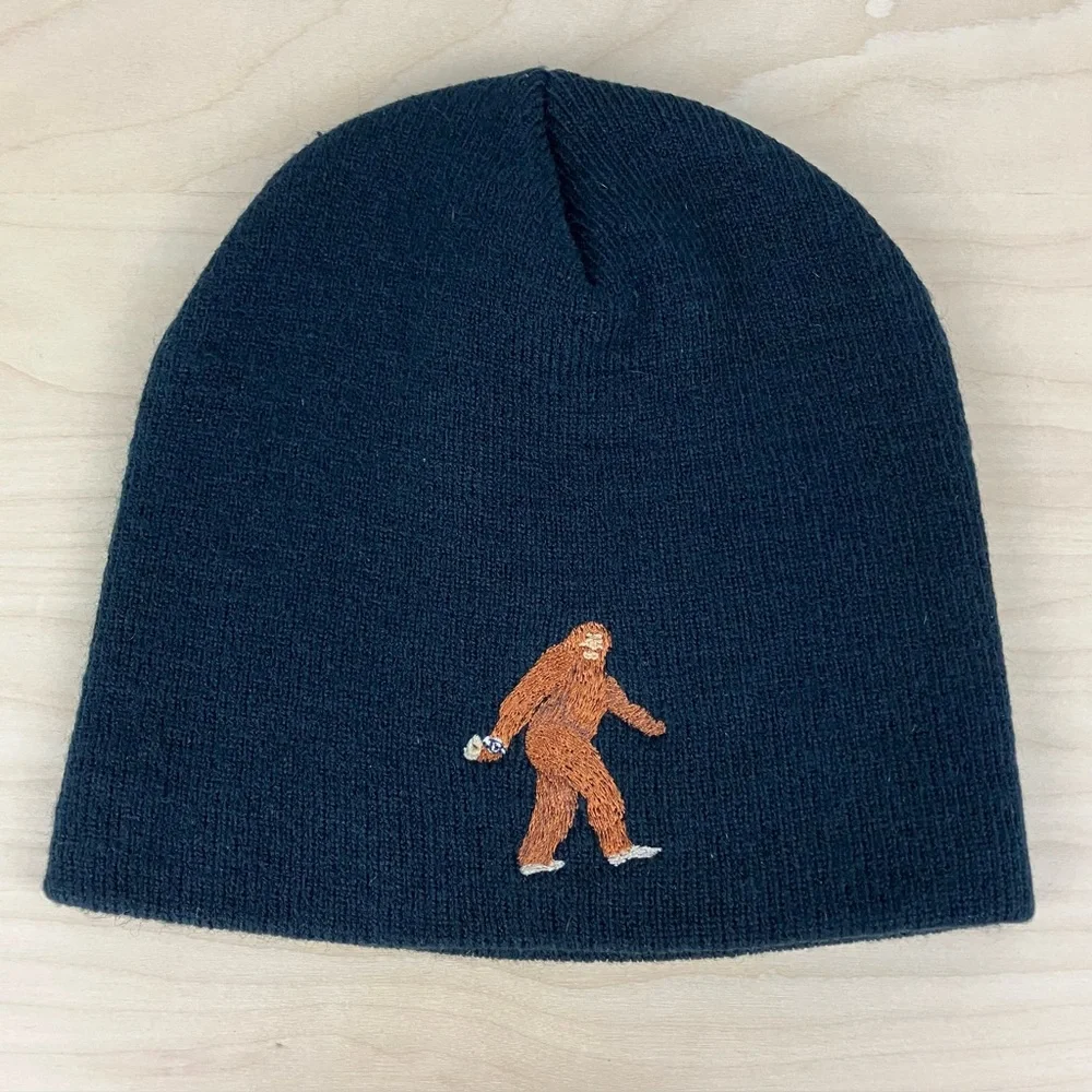 Sasquatch Big Foot Winter Beanie Hat Black Embroidered Logo Yupoong